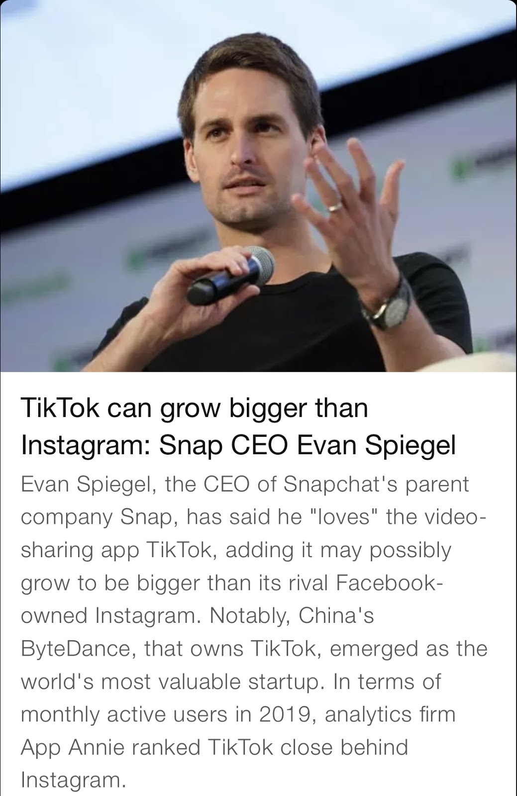 Snap CEO on TikTok Popularity